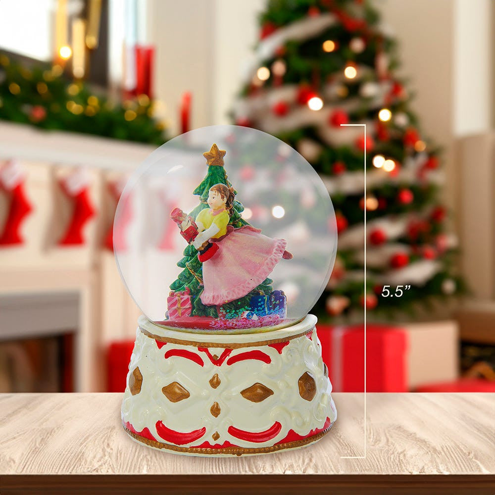 5.5" Clara With Nutcracker Musical Water Globe