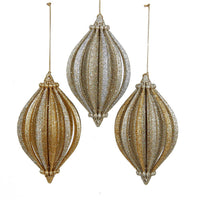Gold and Platinum Glitter Finial Ornaments