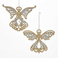 Platinum and Silver Glitter Angel Acrylic Ornaments