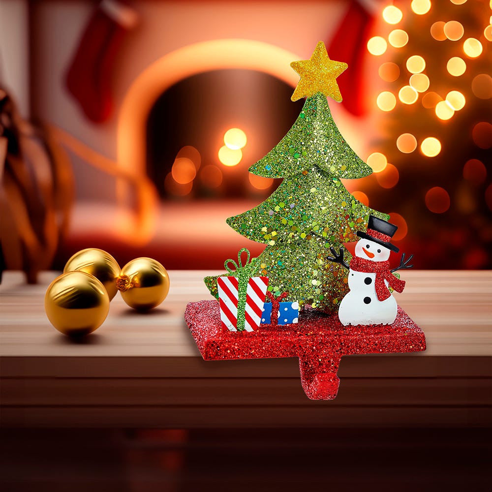 Christmas Tree Glitter Base Stocking Hanger