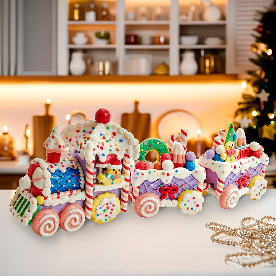 14.4" Gingerbread Claydough Train Set