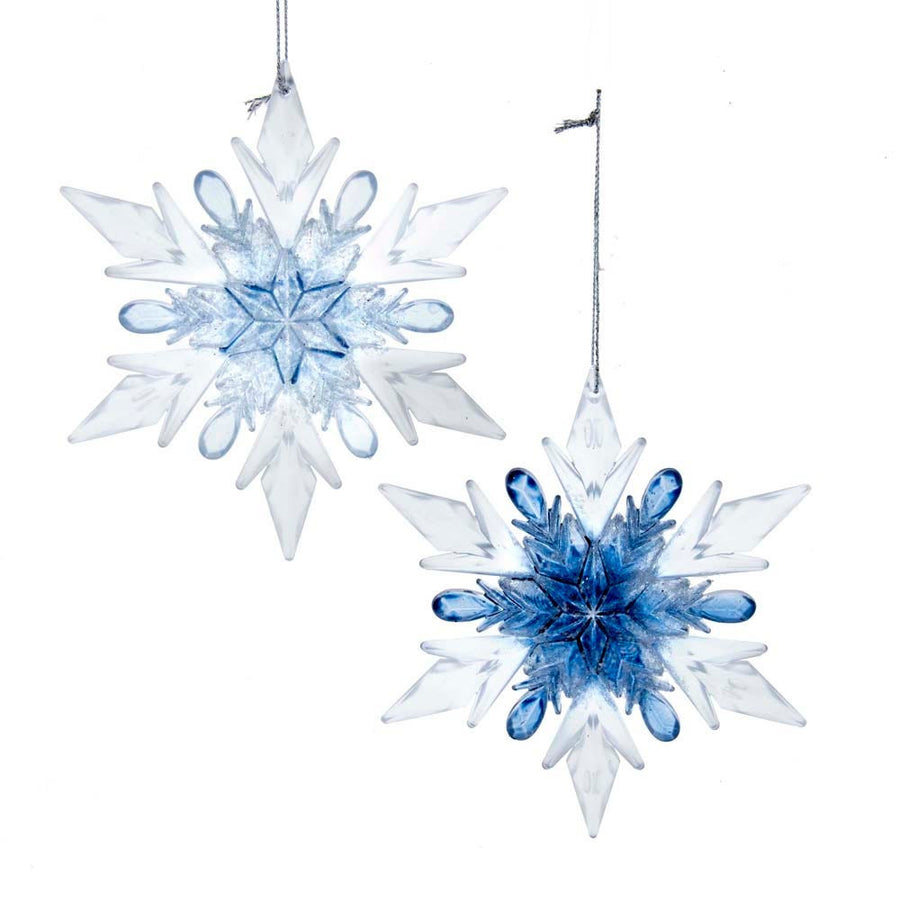 Blue and Clear Snowflake Ornaments