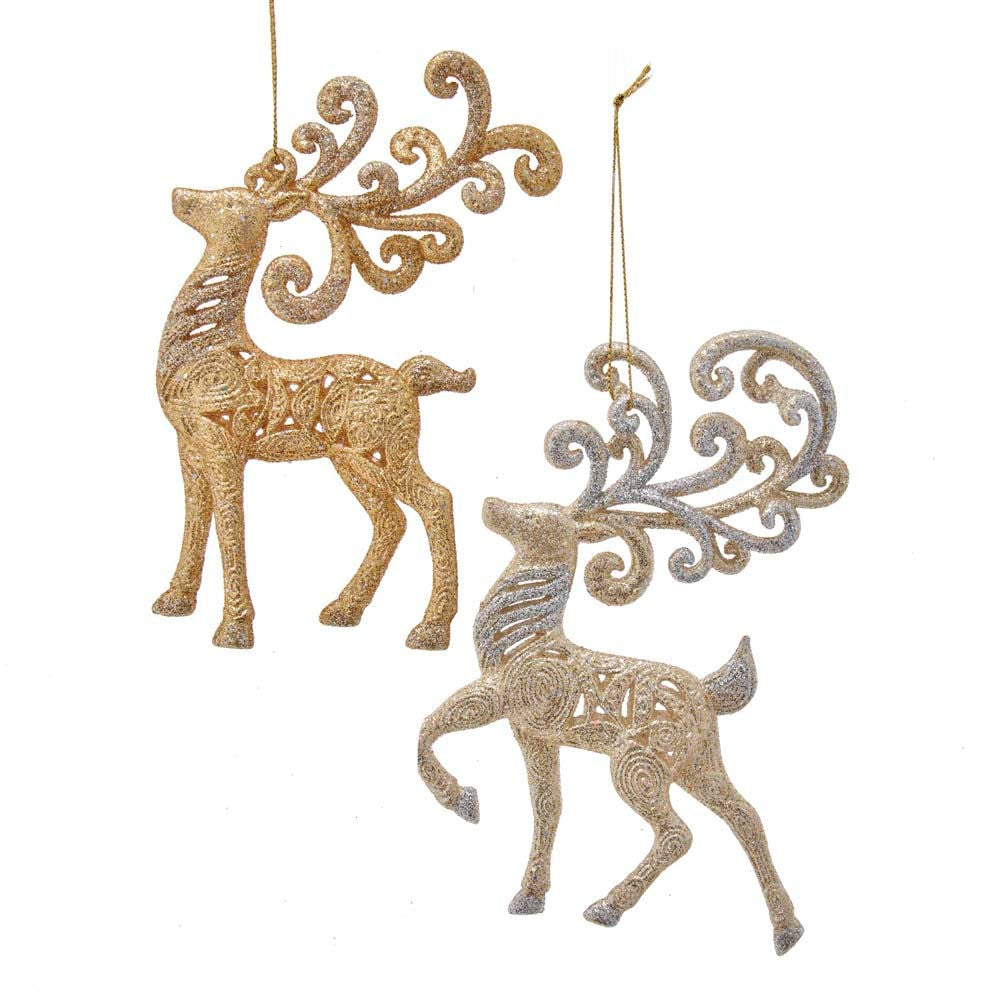 Gold and Platinum Reindeer Ornaments