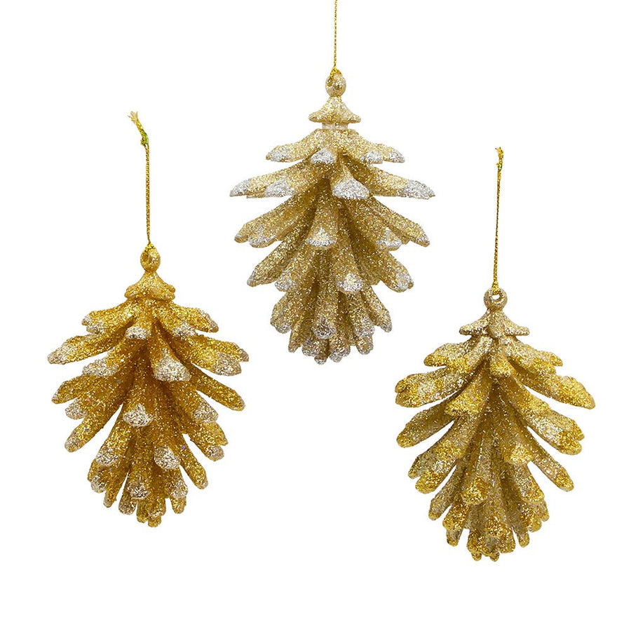 Gold and Platinum Pinecone Ornaments