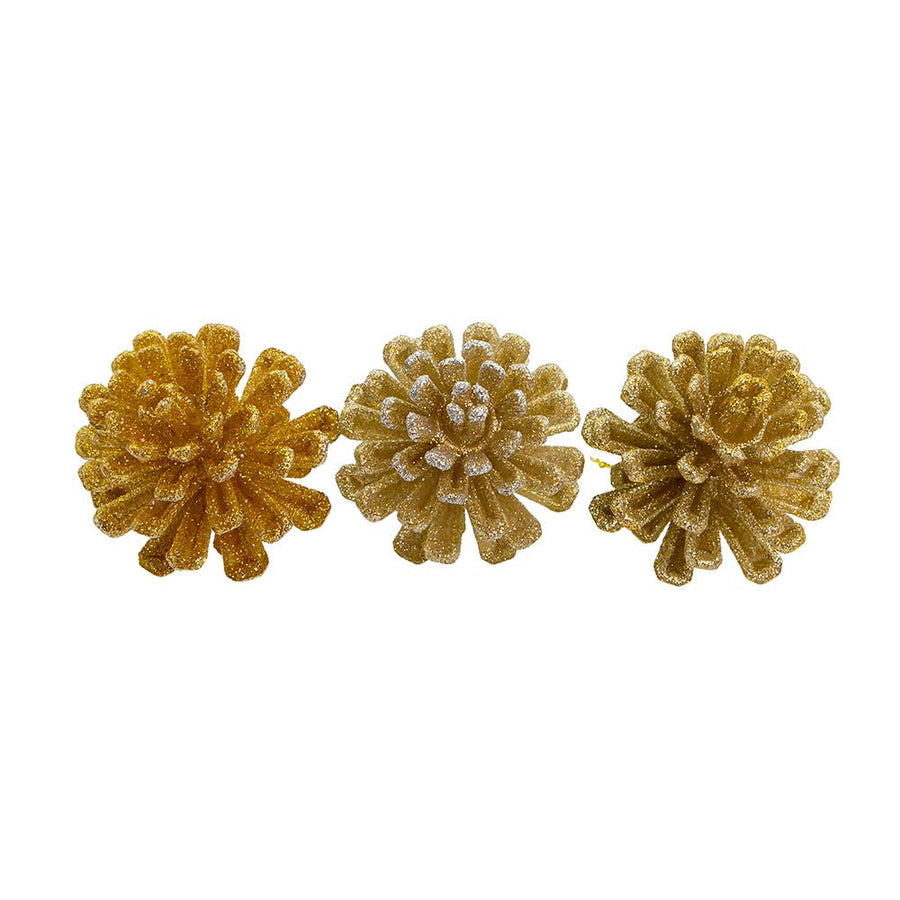 Gold and Platinum Pinecone Ornaments