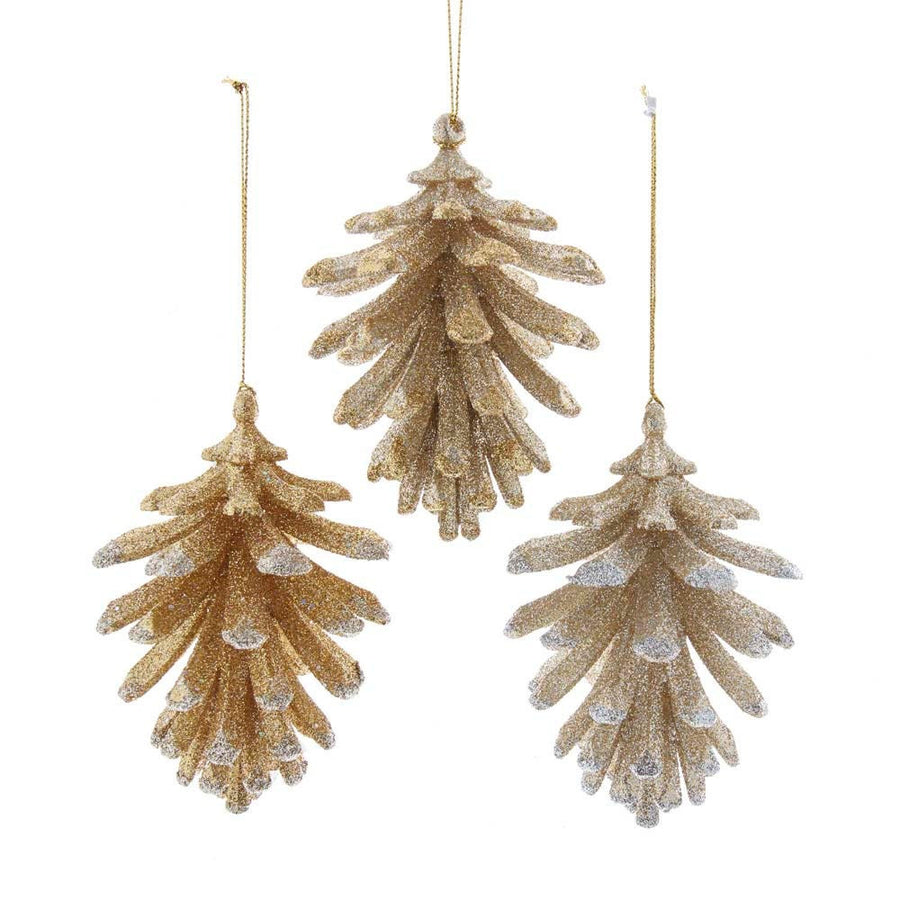 Gold and Platinum Pinecone Ornaments
