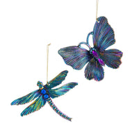 Peacock Inspired Dragonfly and Butterfly Ornaments