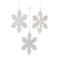 Clear and Silver Snowflake Ornaments