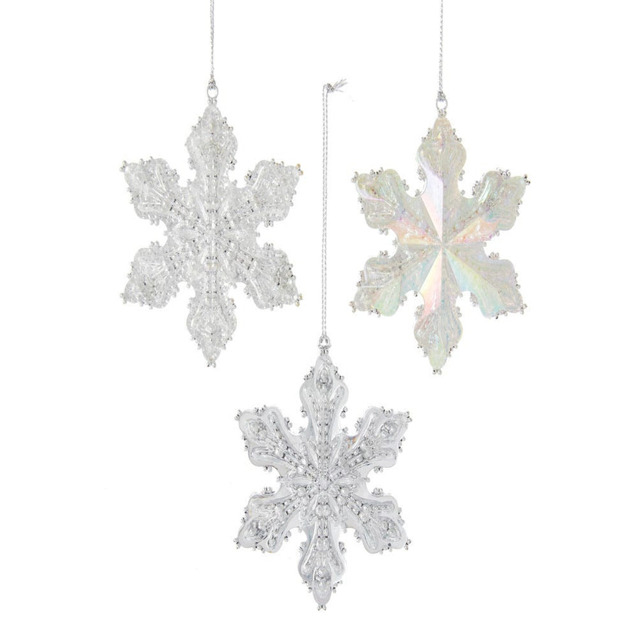 Clear and Silver Snowflake Ornaments