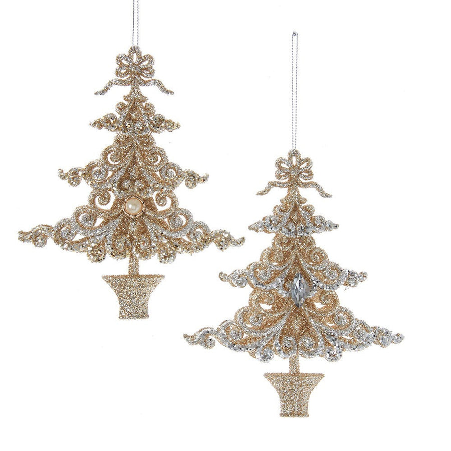 Light Gold and Silver Christmas Tree Ornaments