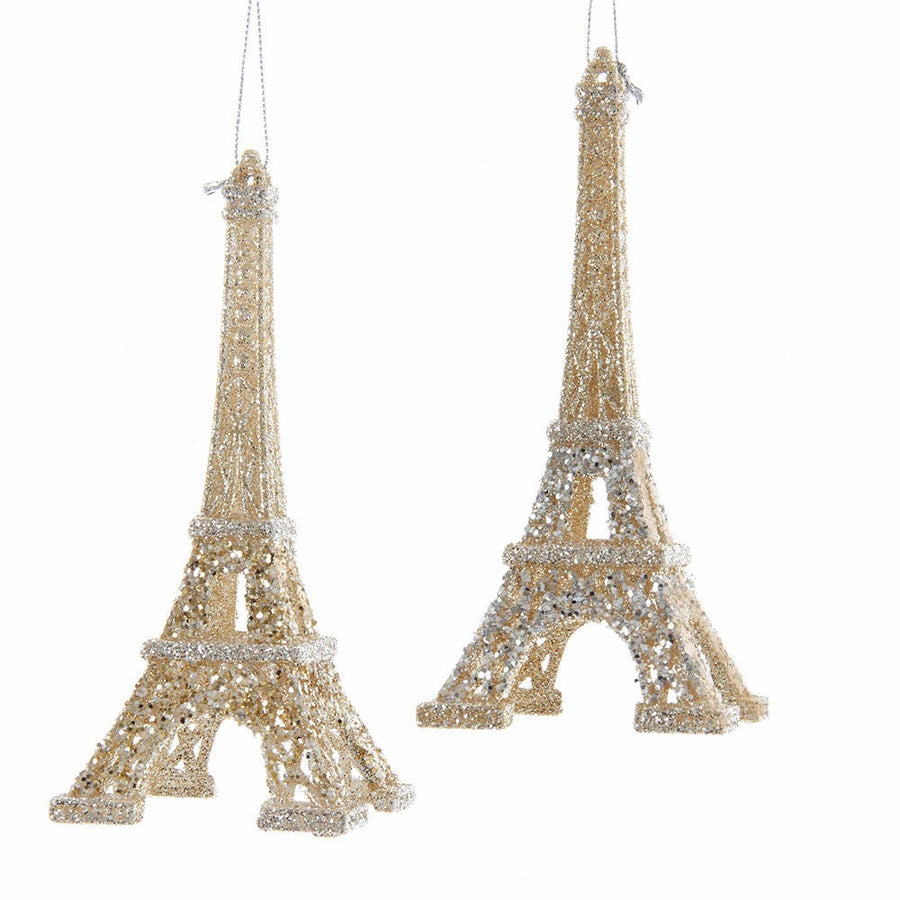 Light Gold and Silver Eiffel Tower Ornaments
