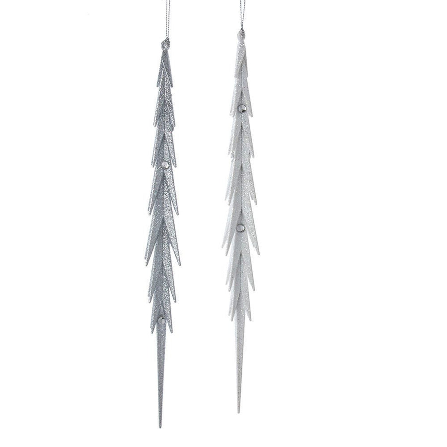 White and Silver Icicle With Stones Ornaments