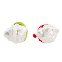 Glass Red & Green Plaid Santa Head Ornaments