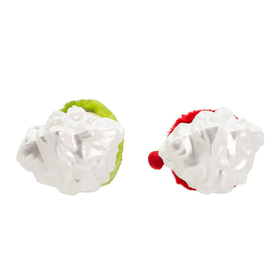 Glass Red & Green Plaid Santa Head Ornaments