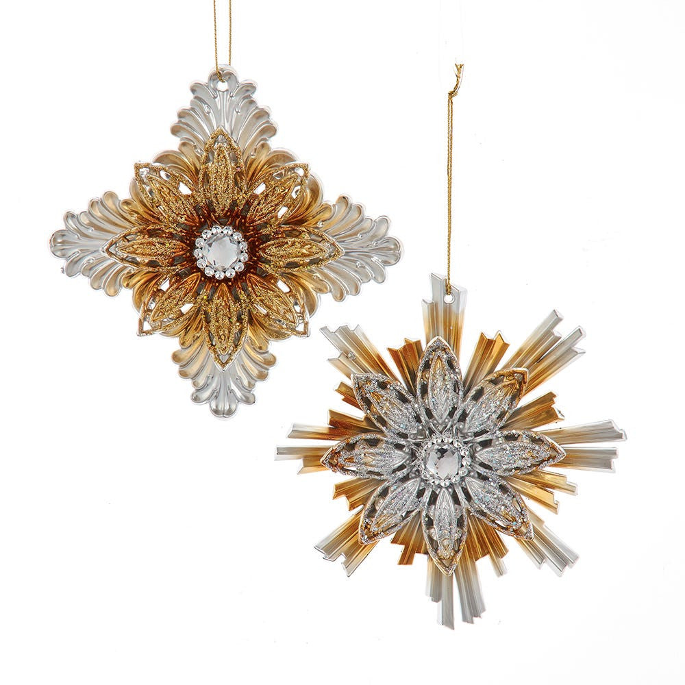 Ombré Gold and Silver Starburst Ornaments