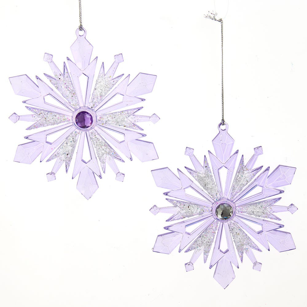 Lavender, Blue and Clear Snowflake Ornaments