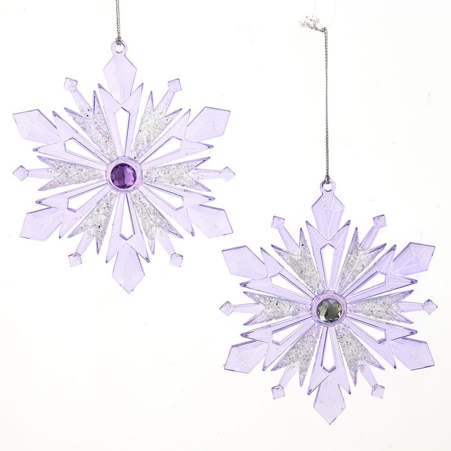 Lavender, Blue and Clear Snowflake Ornaments