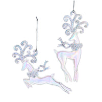 White Opalescent Deer Ornaments