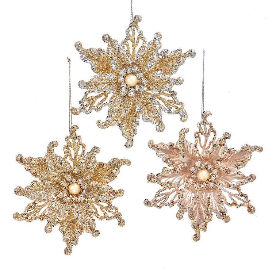 Platinum Poinsettia Ornaments