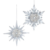 Clear Snowflake With Glitter & Gemstone Ornaments
