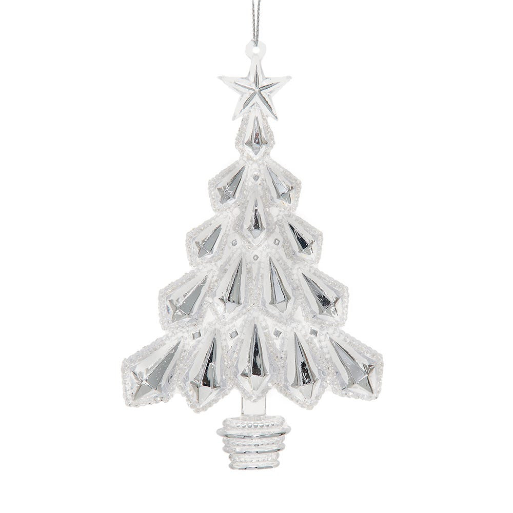 Clear Glittered Christmas Tree Ornament