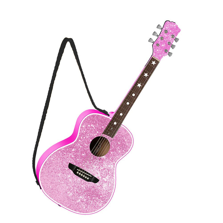 Pink Glittered Guitar With Strap Ornament