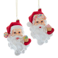 Glass Santa Head With Sprinkles Ornaments