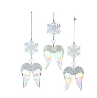 Opalescent Angel Wing Ornaments