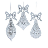 Silver Finial, Drop, Diamond Ornaments