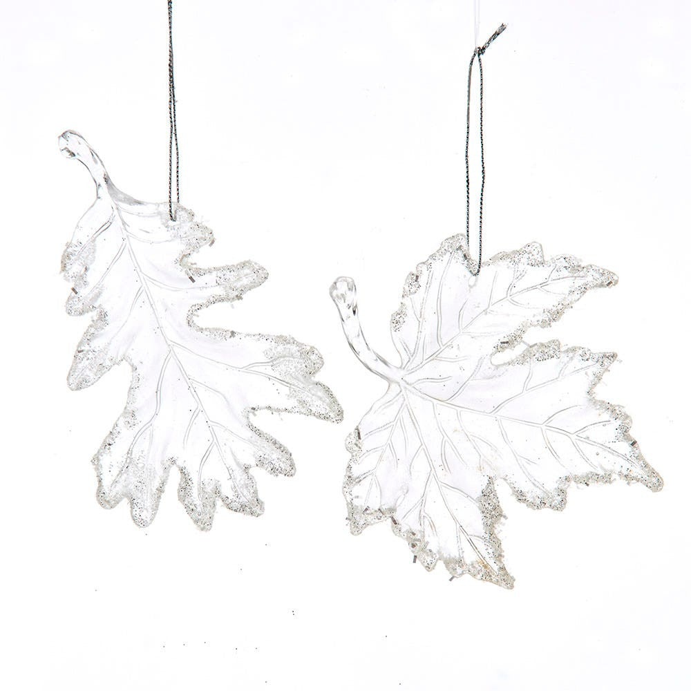 Clear Frosted Leaf Ornaments