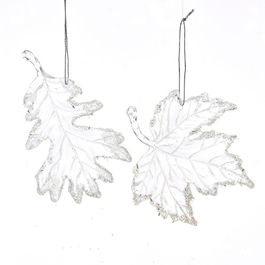 Clear Frosted Leaf Ornaments