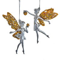 Silver Fairy With Gold Glittered Wings Ornaments