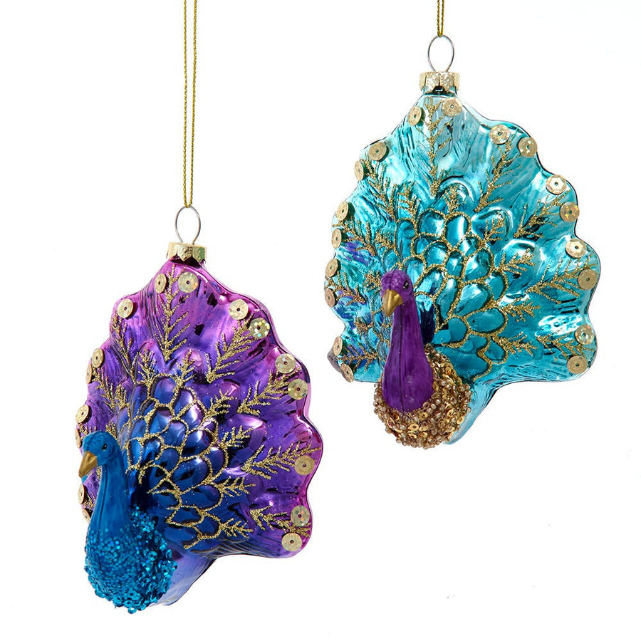 Glass Peacock Ornaments