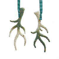 Green & Cream Antler Ornaments