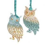 Green & Cream Owl Ornaments