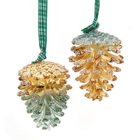 Cream & Green Pinecone Ornaments
