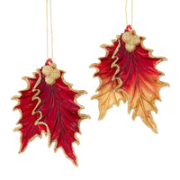 Red & Gold Leaf Ornaments