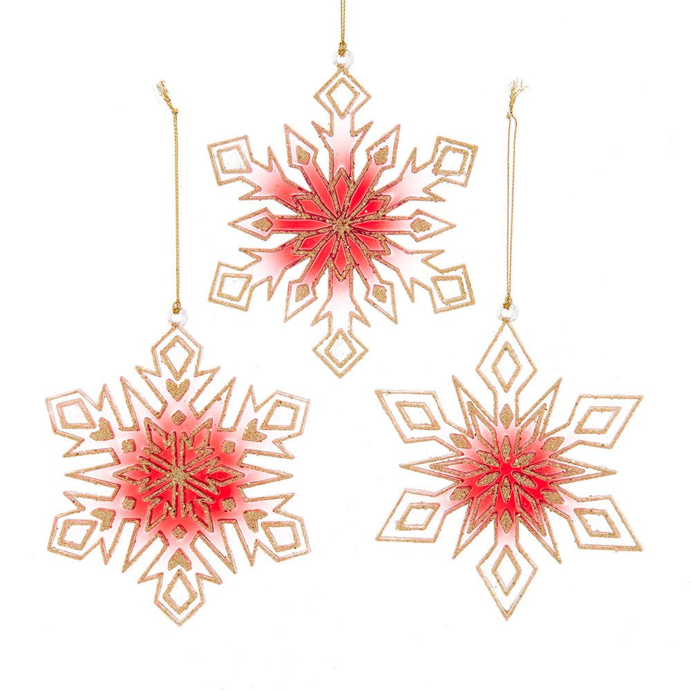 Red & Gold Snowflake Ornaments