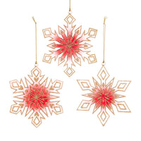 Red & Gold Snowflake Ornaments