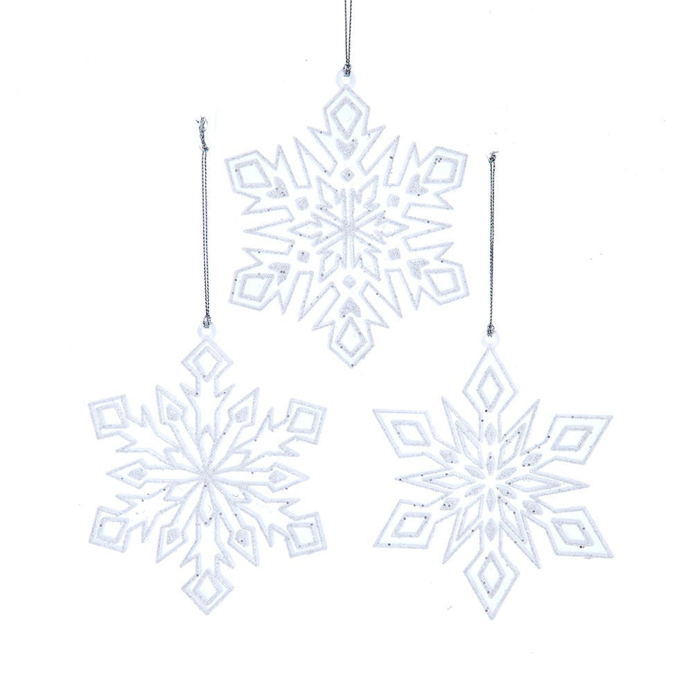 Clear & White Snowflake Ornaments