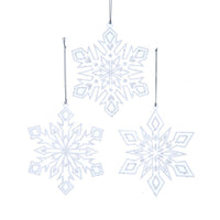 Clear & White Snowflake Ornaments