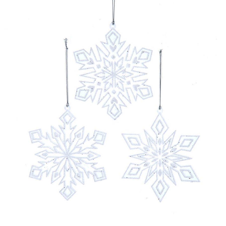 Clear & White Snowflake Ornaments