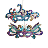 Glittered and Sequined Carnival Mask Ornaments