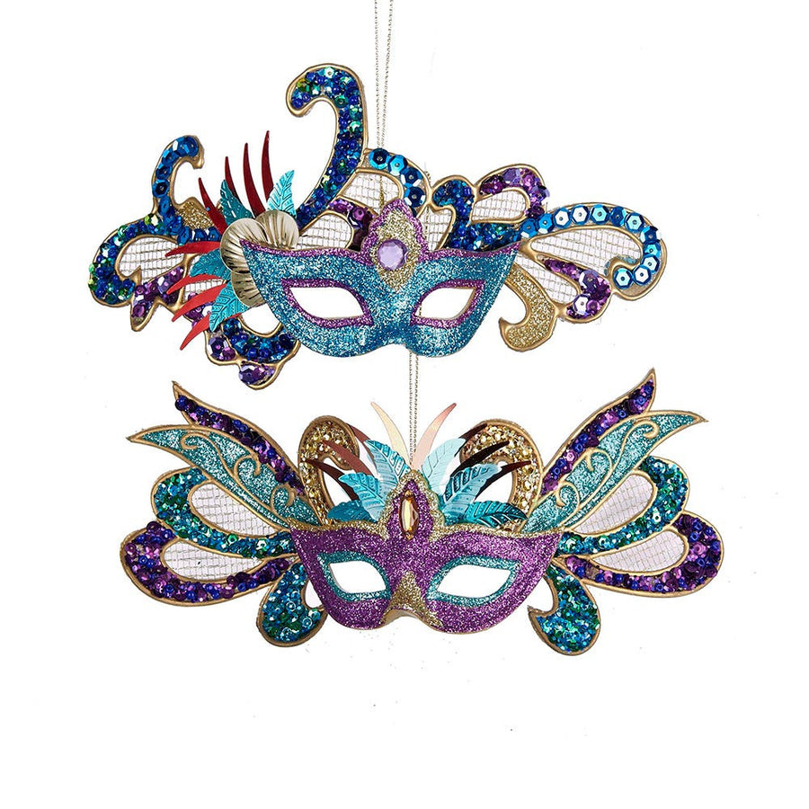 Glittered and Sequined Carnival Mask Ornaments