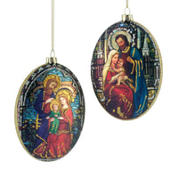 Holy Family Oval Glass Ornaments