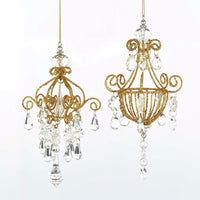 Gold Glitter Chandelier Ornaments