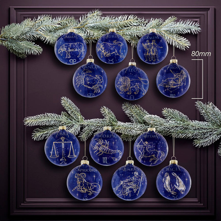Glass Zodiac Ornament Set