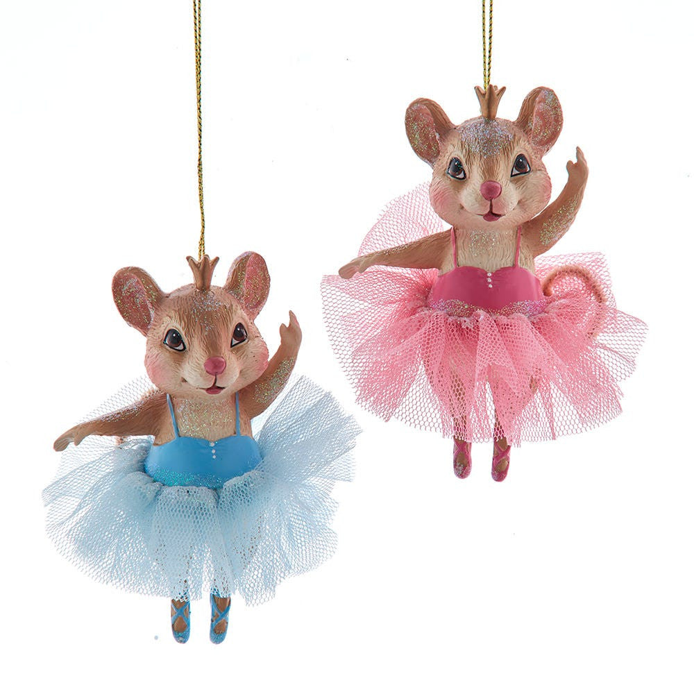 Pink & Blue Ballerina Mice Ornaments