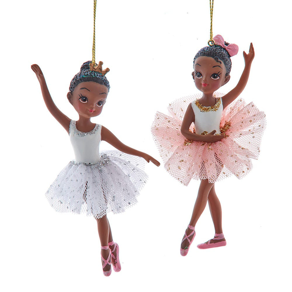 African American Little Girl Ballerina Ornaments