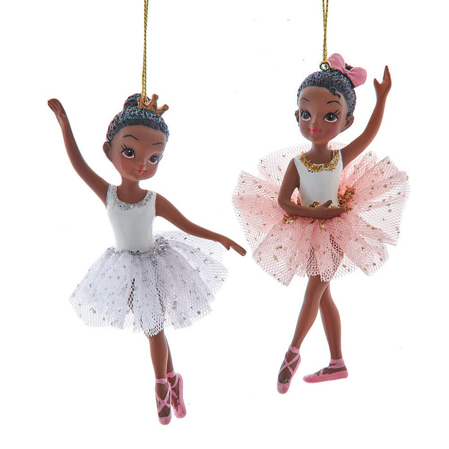 African American Little Girl Ballerina Ornaments